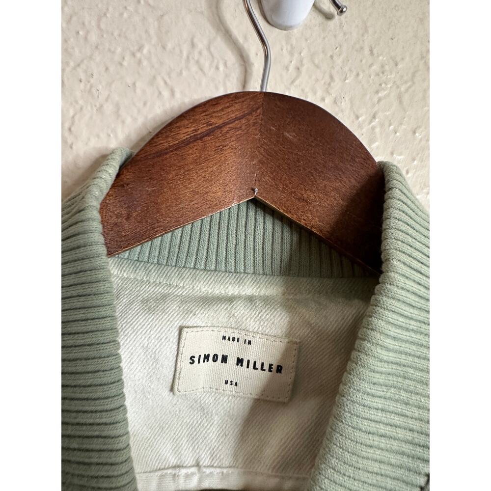 Simon Miller Stone Washed Sage Green Bomber Denim Jacket Mens Medium - Picture 13 of 13